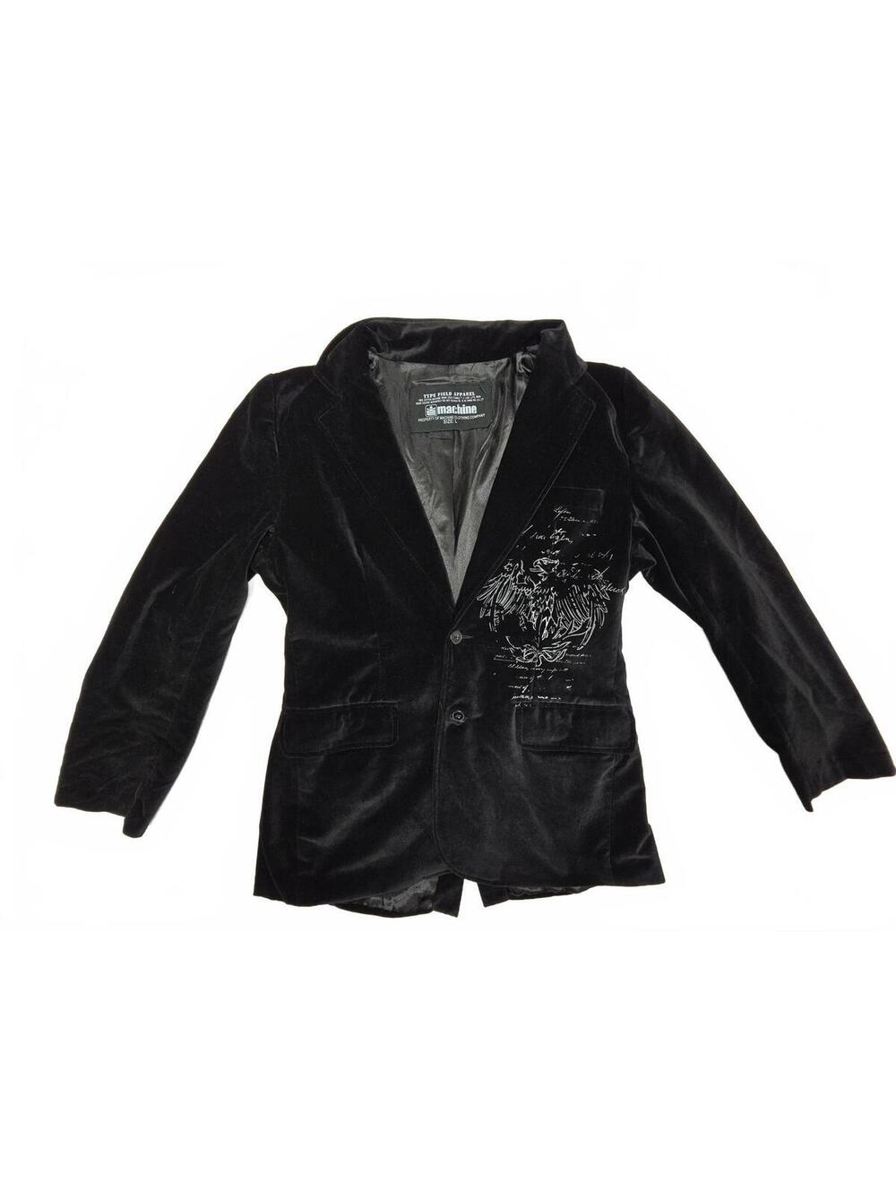 Machine Clothing Company Vintage Black Velve Blazer Sport Coat Mens Size L
